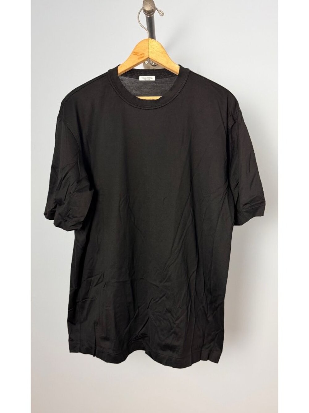 Gran Sasso Mens Size 54 (XL) Black Cotton Crewneck T-Shirt Made In Italy